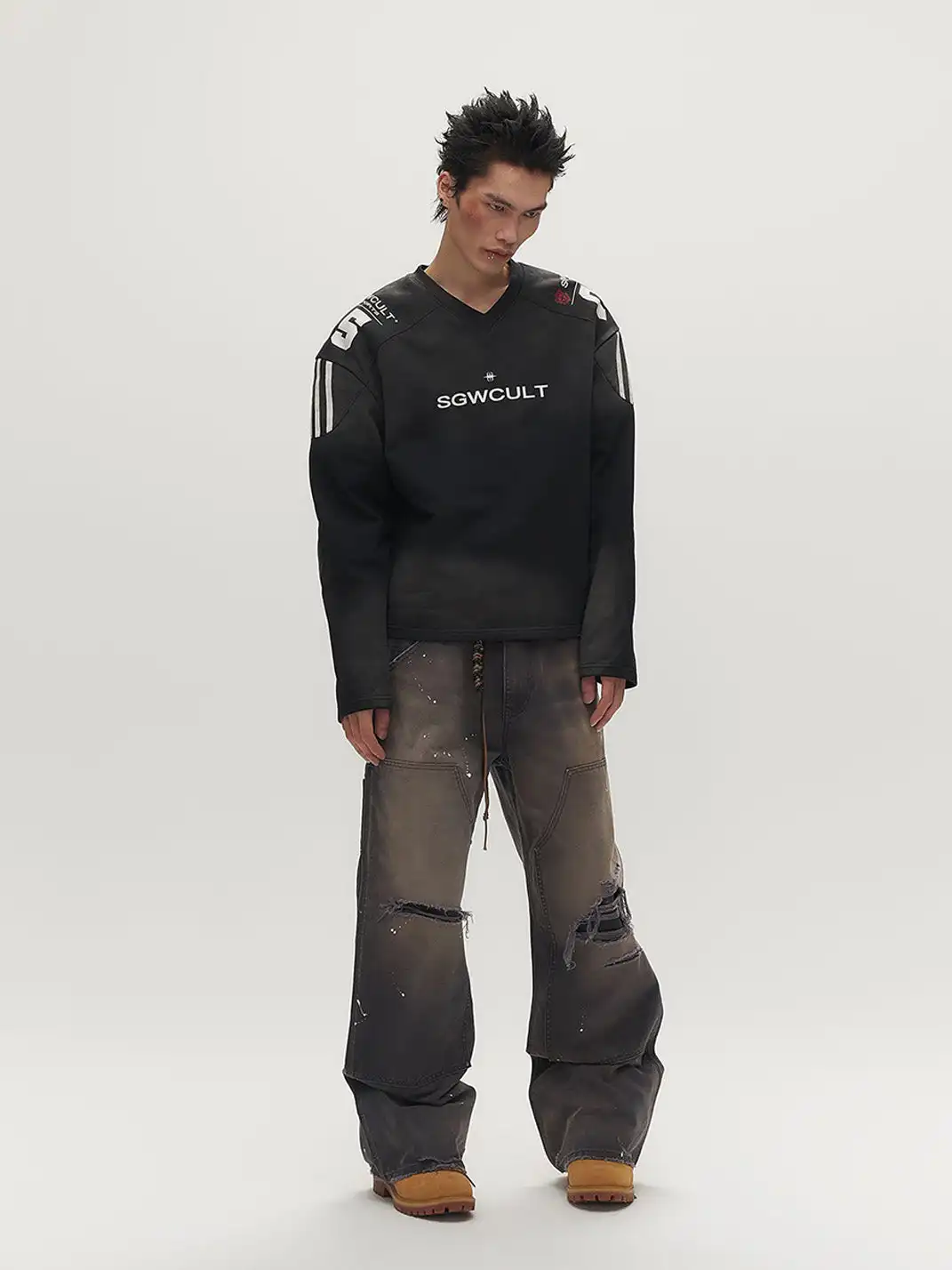 SGW | Distressed Double-Knee Splatter Jeans