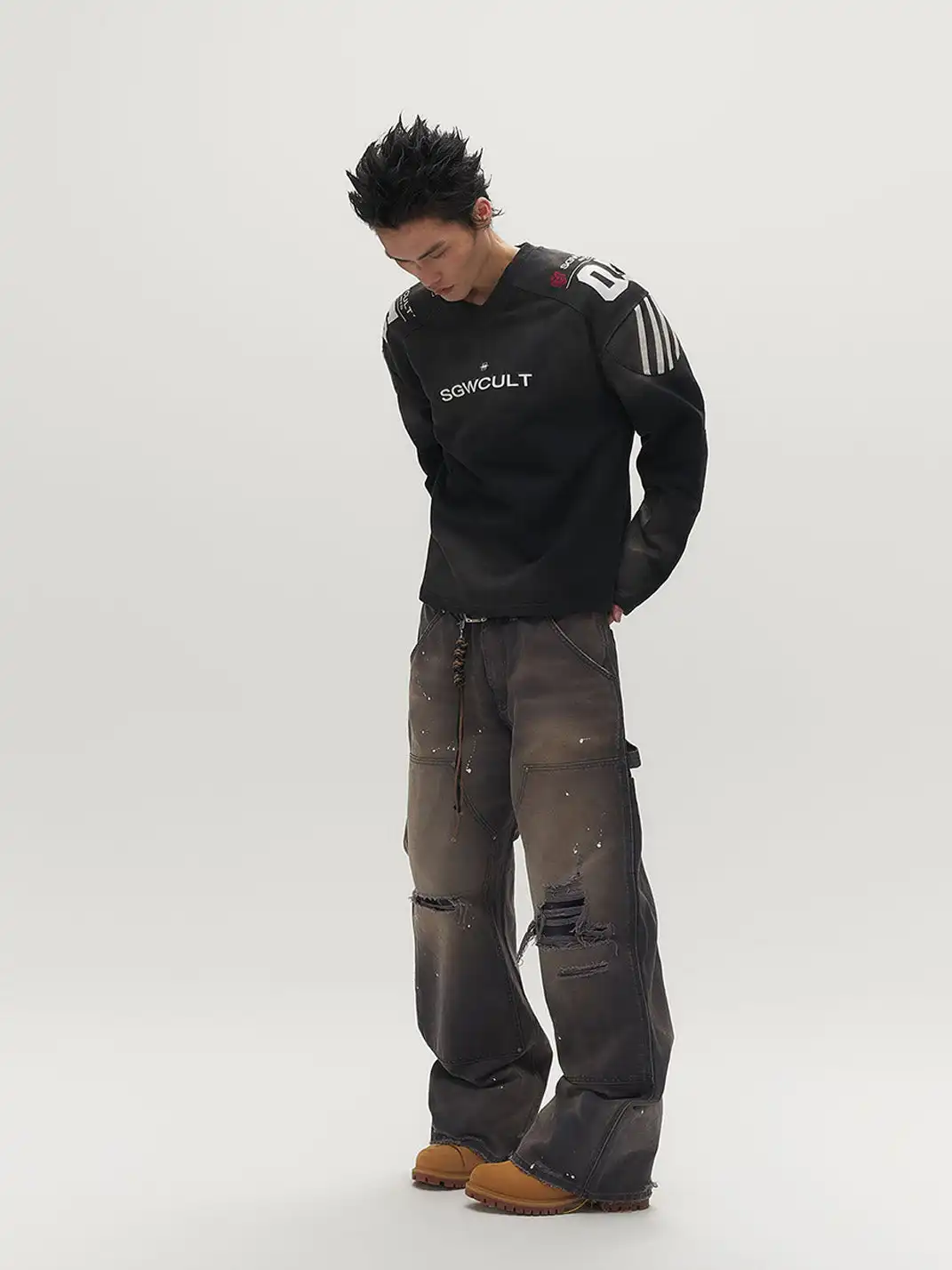 SGW | Distressed Double-Knee Splatter Jeans