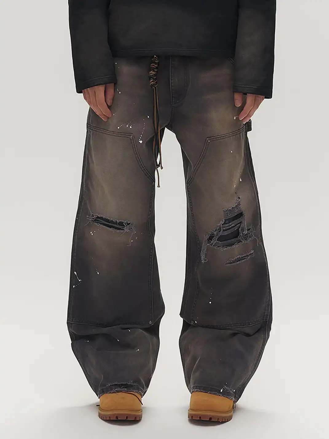 SGW | Distressed Double-Knee Splatter Jeans