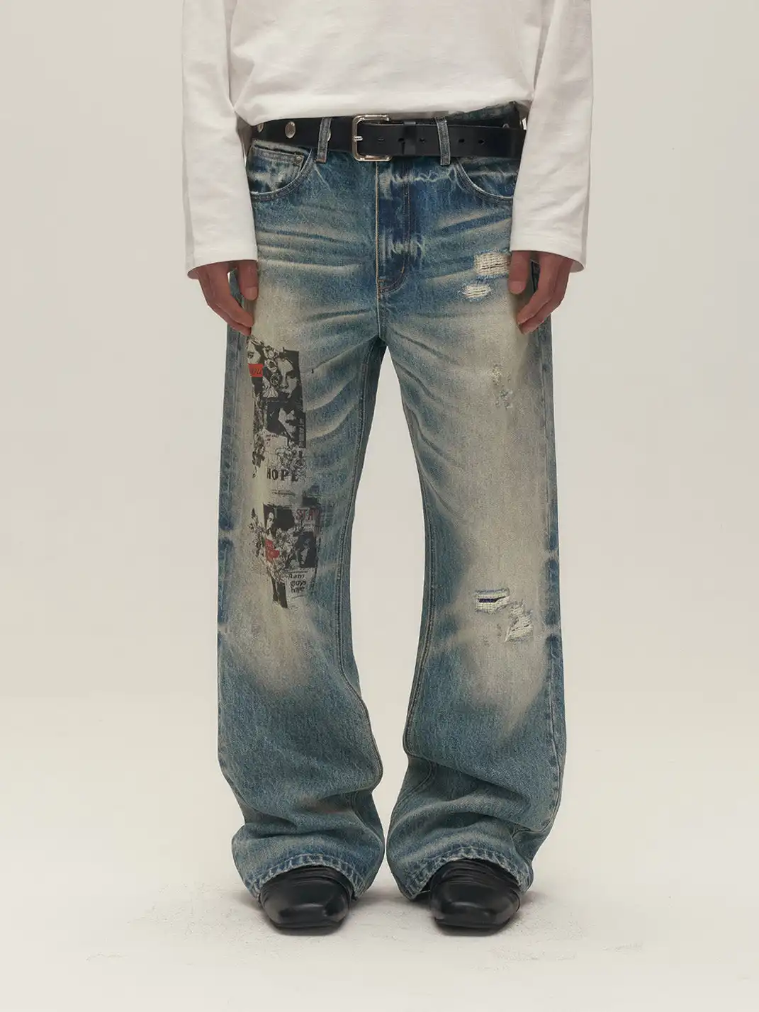 SGW | Washed Ripped Straight Leg Jeans