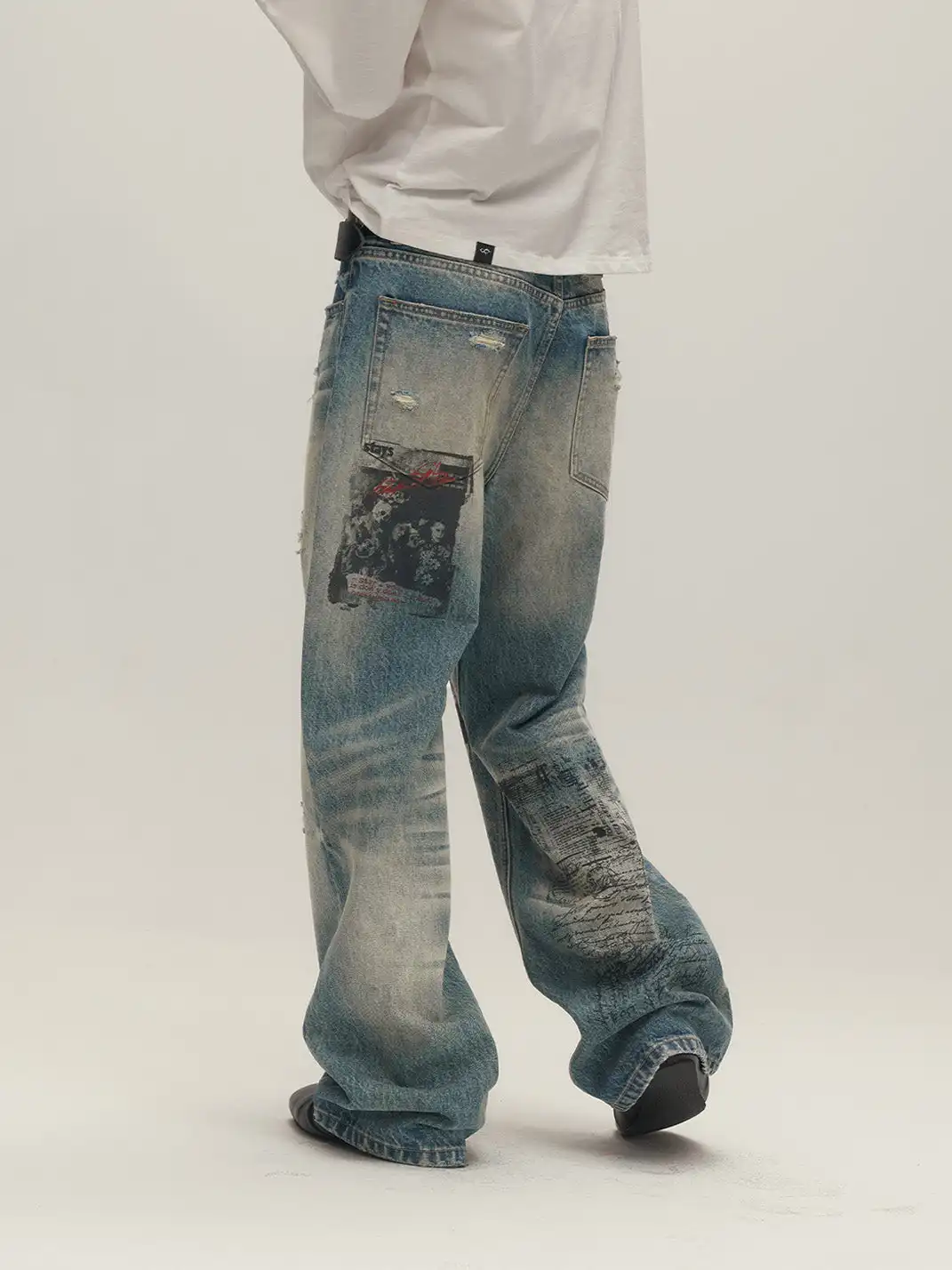 SGW | Washed Ripped Straight Leg Jeans