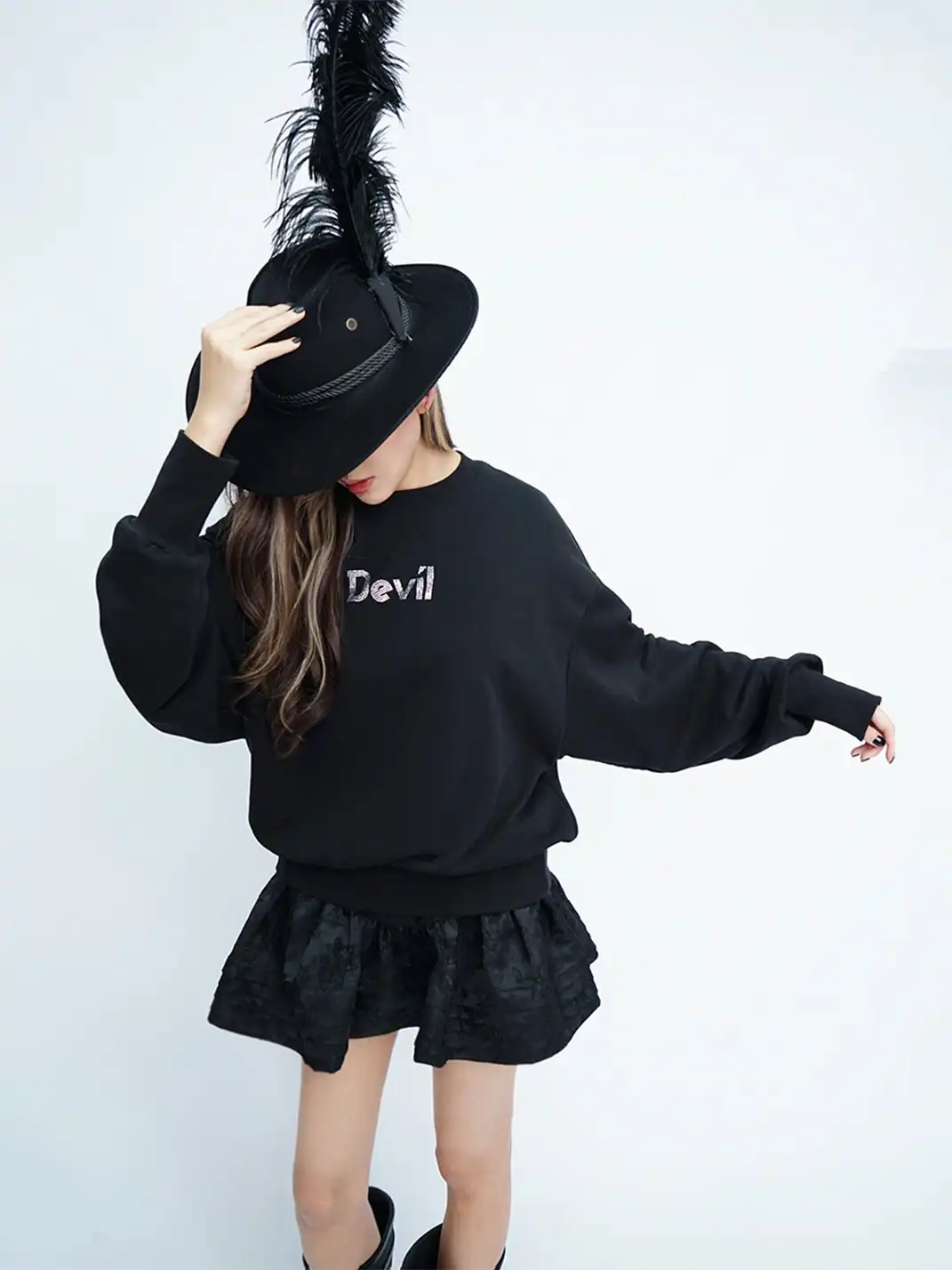 CLP | Devil Rhinestone Sequin Wing Sweatshirt