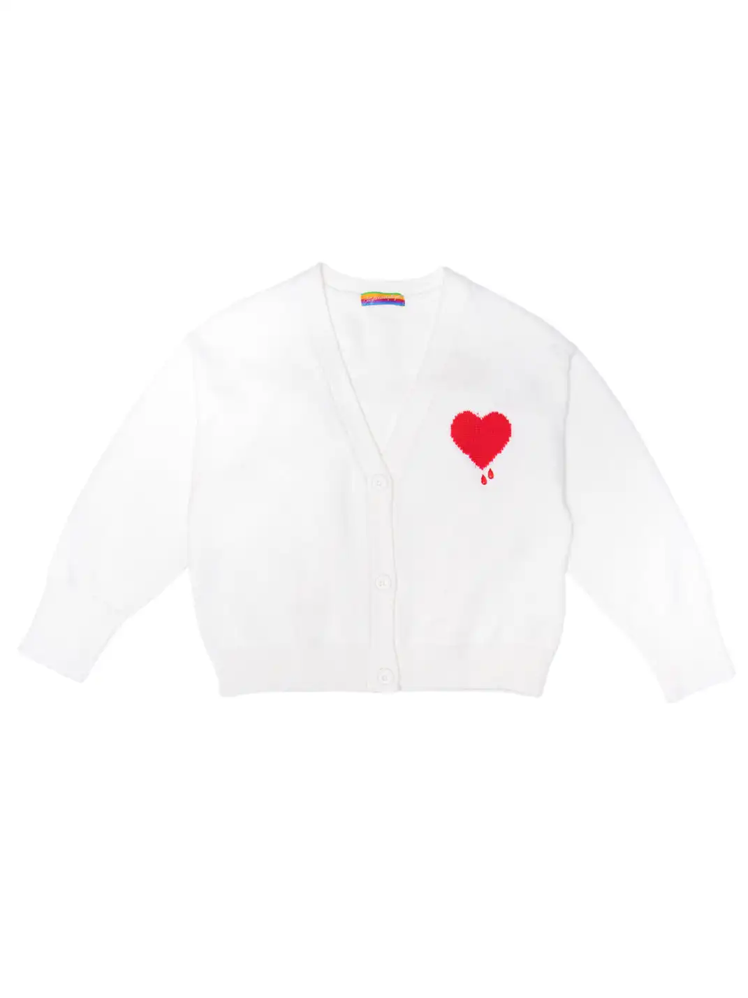 CLP | White Heart Bead Embellished Casual Knit Sweater