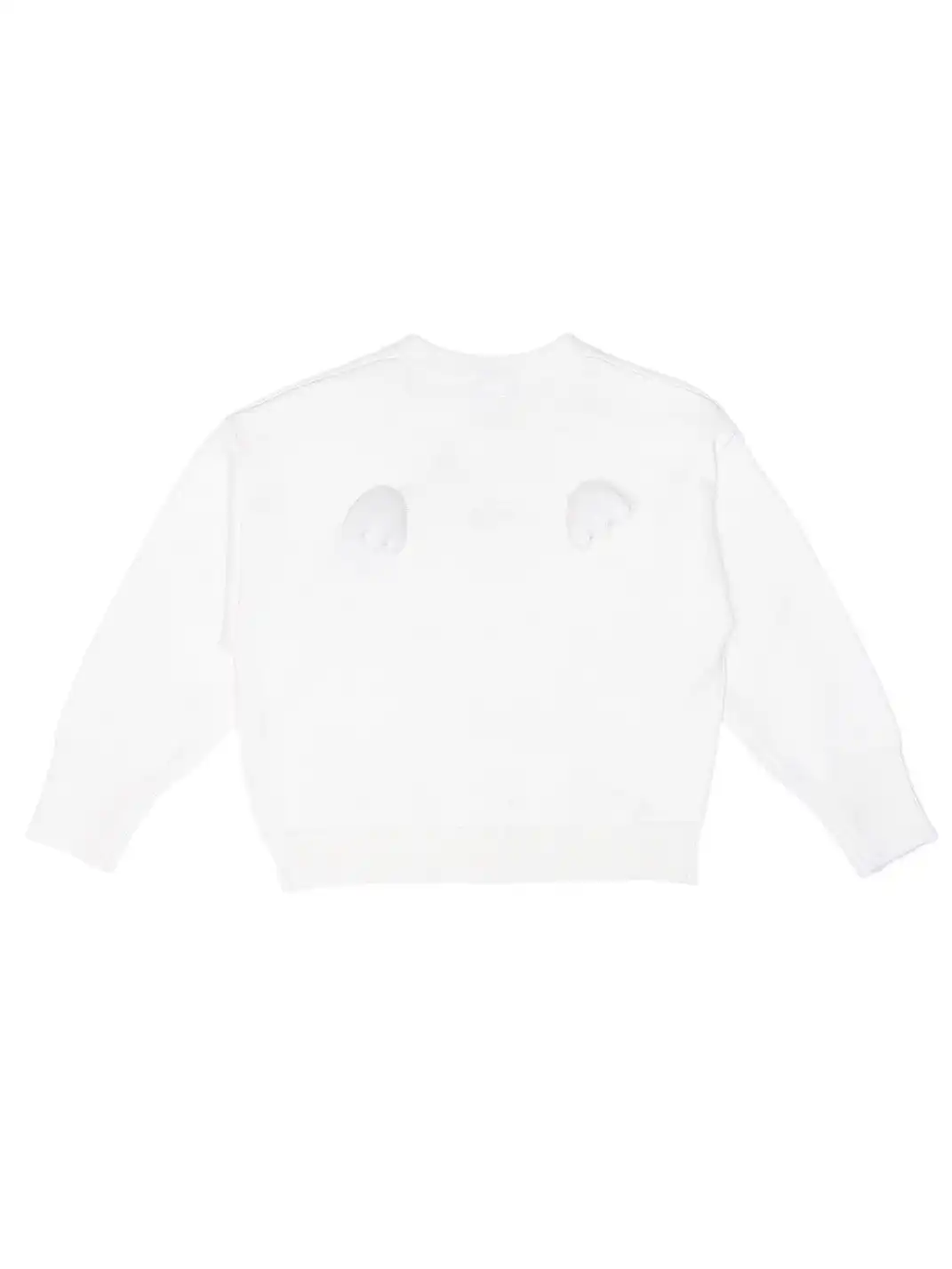 CLP | White Heart Bead Embellished Casual Knit Sweater
