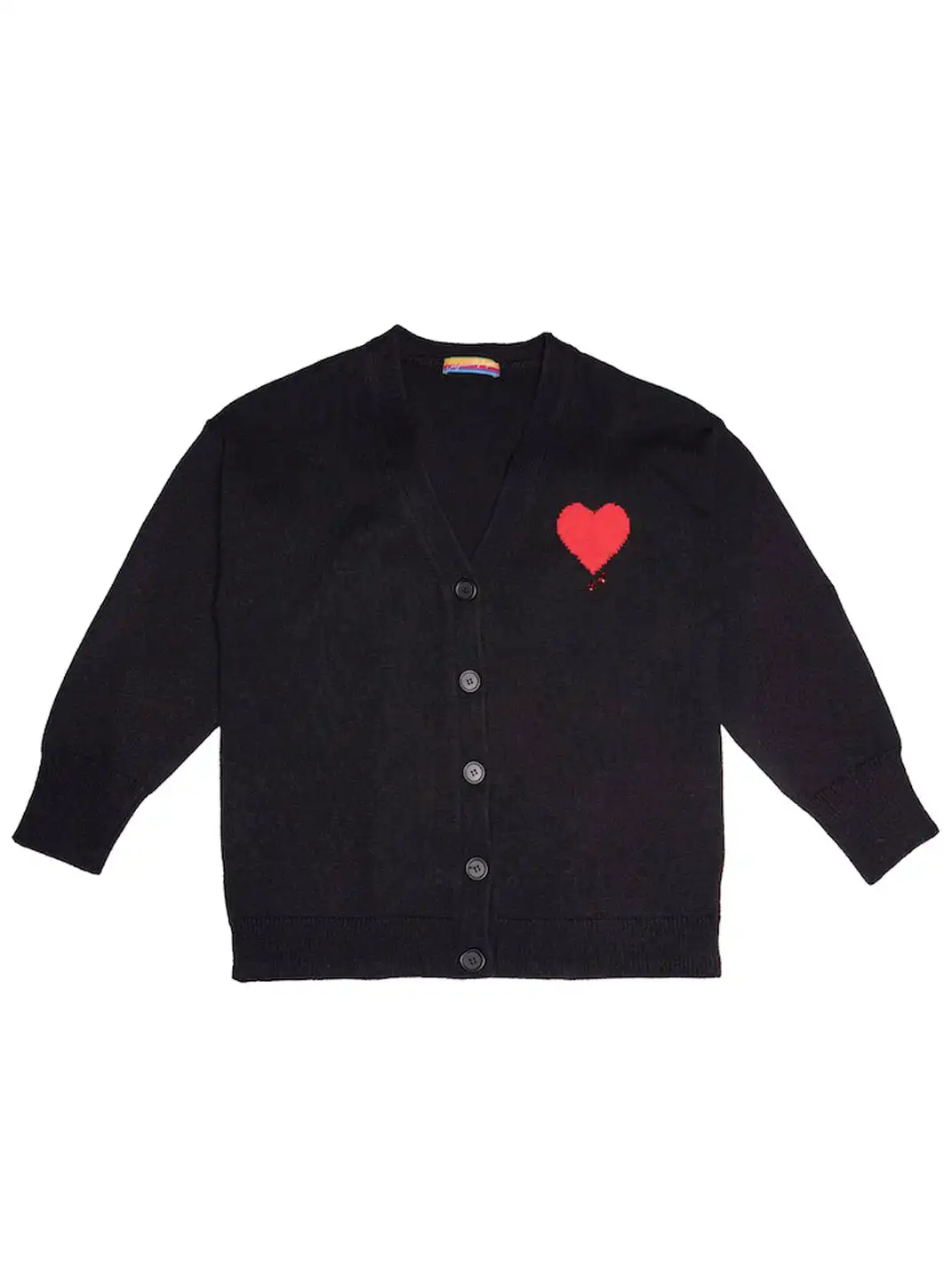 CLP | Black Heart Bead Embellished Casual Knit Sweater