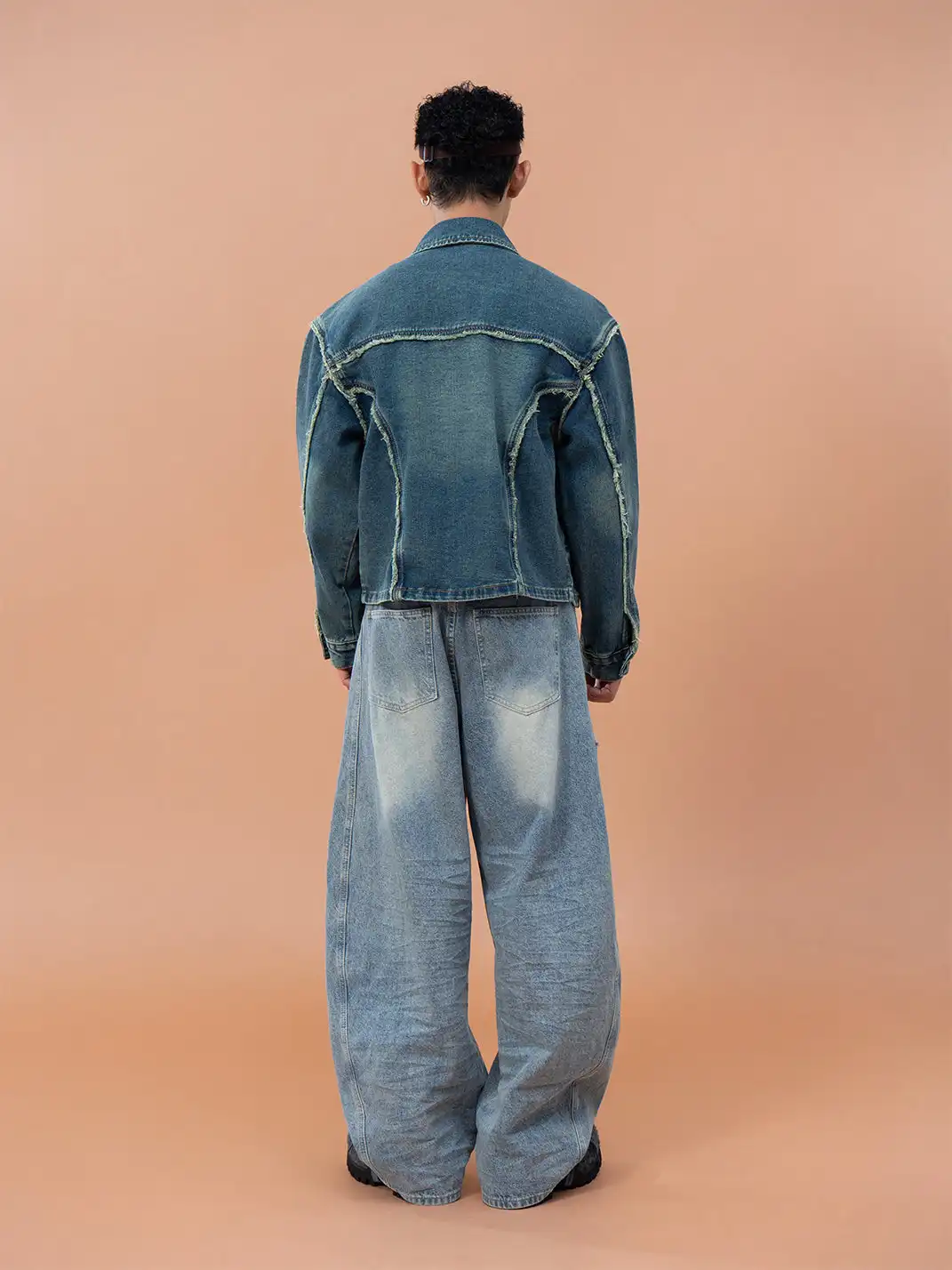 CLP | Frayed Edge Patchwork Design Denim Jacket