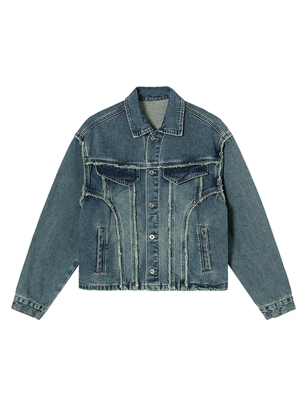 CLP | Frayed Edge Patchwork Design Denim Jacket