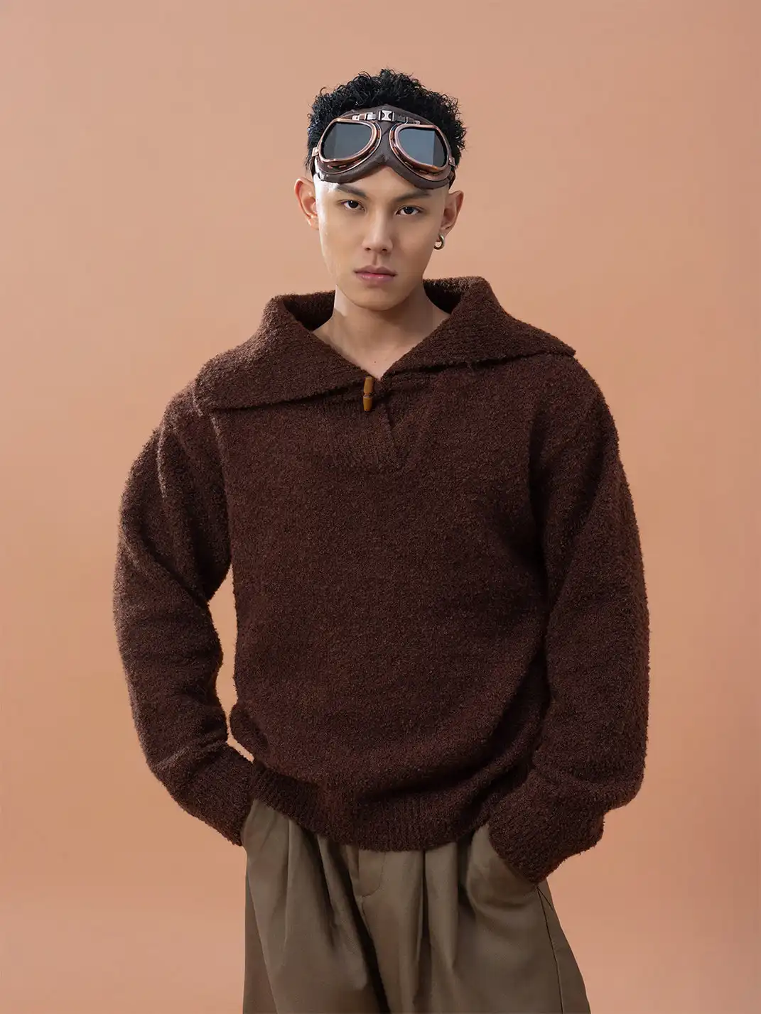 CLP | Stand Collar Turn-Down Collar Knit Sweater