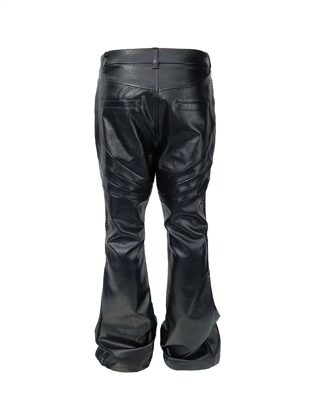 SSIN7 | Paneled Faux Leather Flared Pants