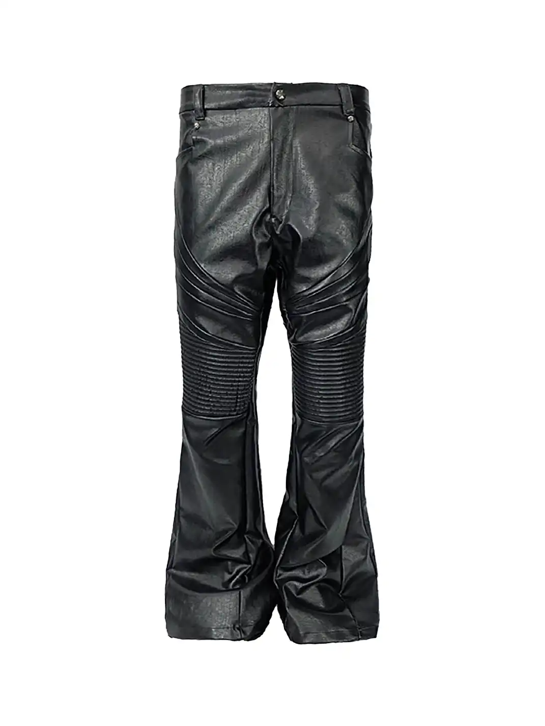 SSIN7 | Paneled Faux Leather Flared Pants