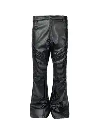 SSIN7 | Paneled Faux Leather Flared Pants