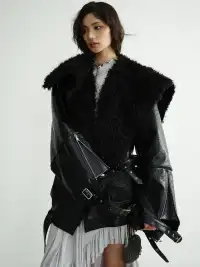 Jnylon Studios | Mid-Length Heavyweight PU Leather Silhouette Jacket