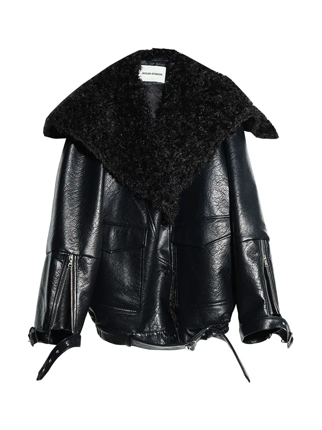 Jnylon Studios | Mid-Length Heavyweight PU Leather Silhouette Jacket