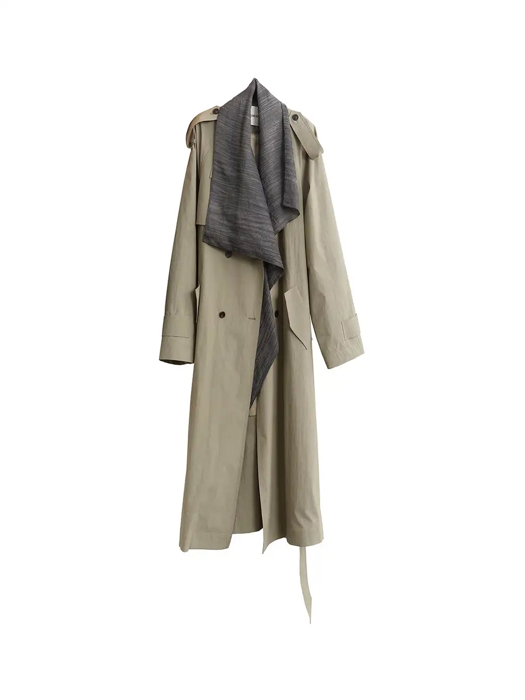 Jnylon Studios | Faux Two-piece Detachable Color-blocked Trench Coat