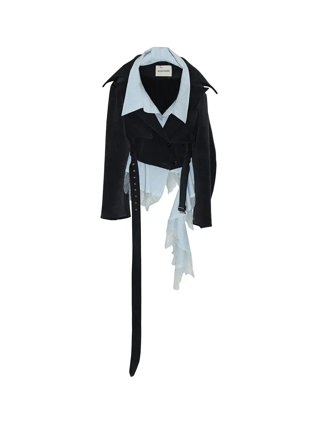 Jnylon Studios | Off-Shoulder Faux Two-Piece Lace Detachable Jacket