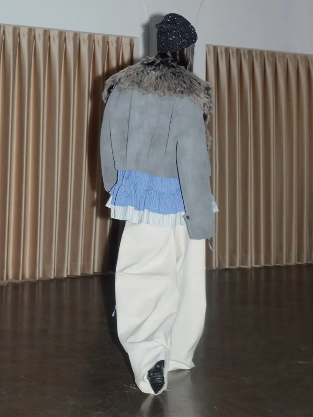 Jnylon Studios | Faux Two-piece PU Leather Jacket With Fur Collar
