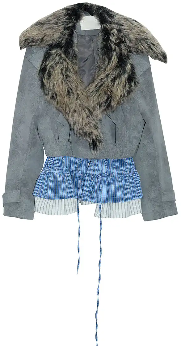 Jnylon Studios | Faux Two-piece PU Leather Jacket With Fur Collar