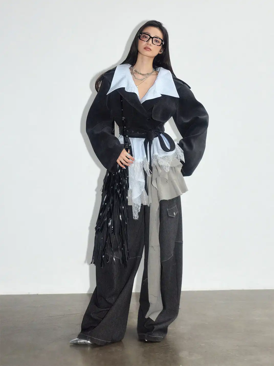 Jnylon Studios | Segmented Silhouette Curved Trousers