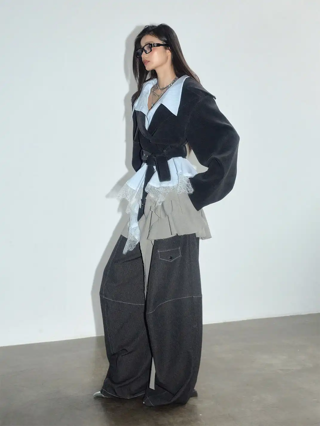 Jnylon Studios | Segmented Silhouette Curved Trousers