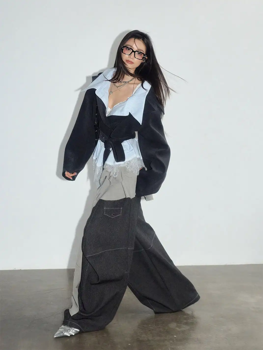 Jnylon Studios | Segmented Silhouette Curved Trousers