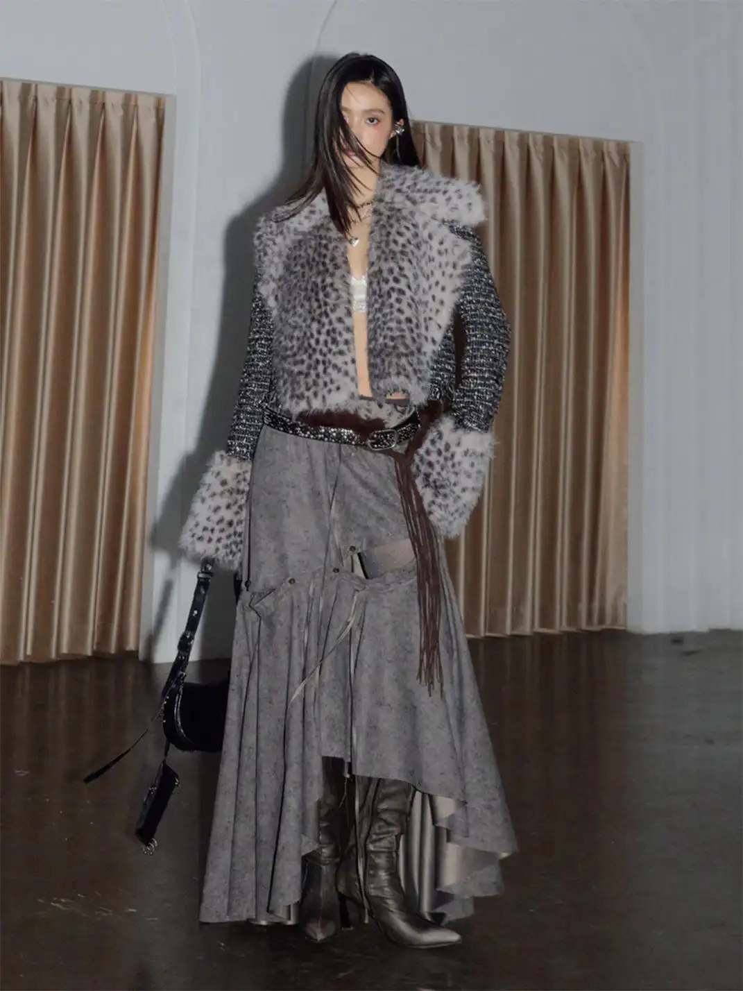 Jnylon Studios | Leopard Print Faux Fur Coat