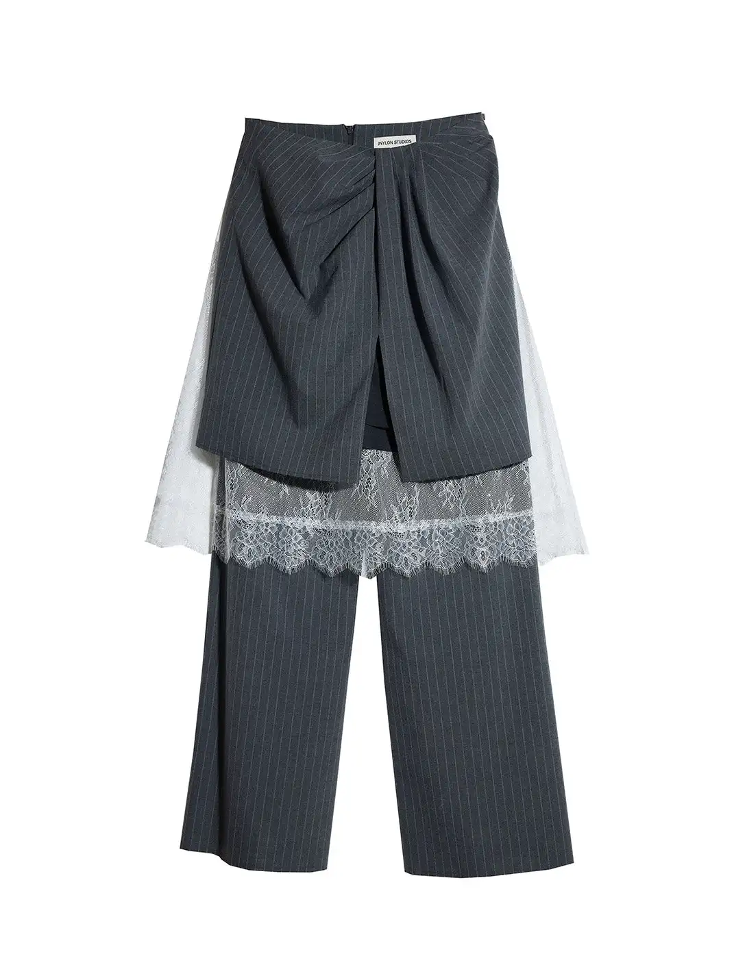 Jnylon Studios | Gray Striped Skirt And Trousers