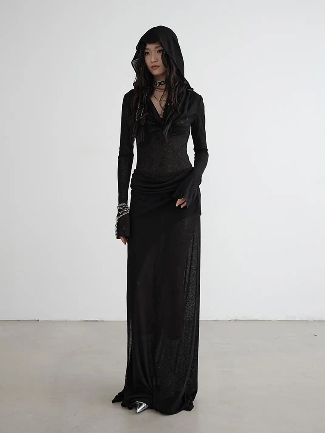Jnylon Studios | Knitted Faux Two-Piece Hooded Dress