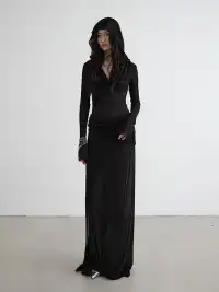 Jnylon Studios | Knitted Faux Two-Piece Hooded Dress