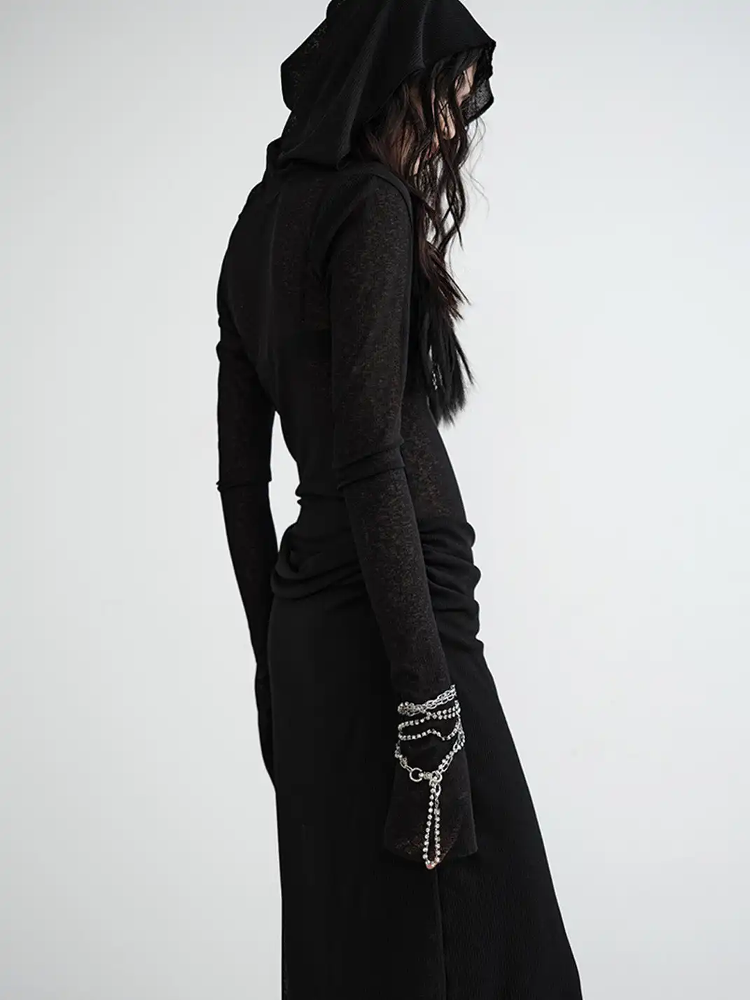 Jnylon Studios | Knitted Faux Two-Piece Hooded Dress