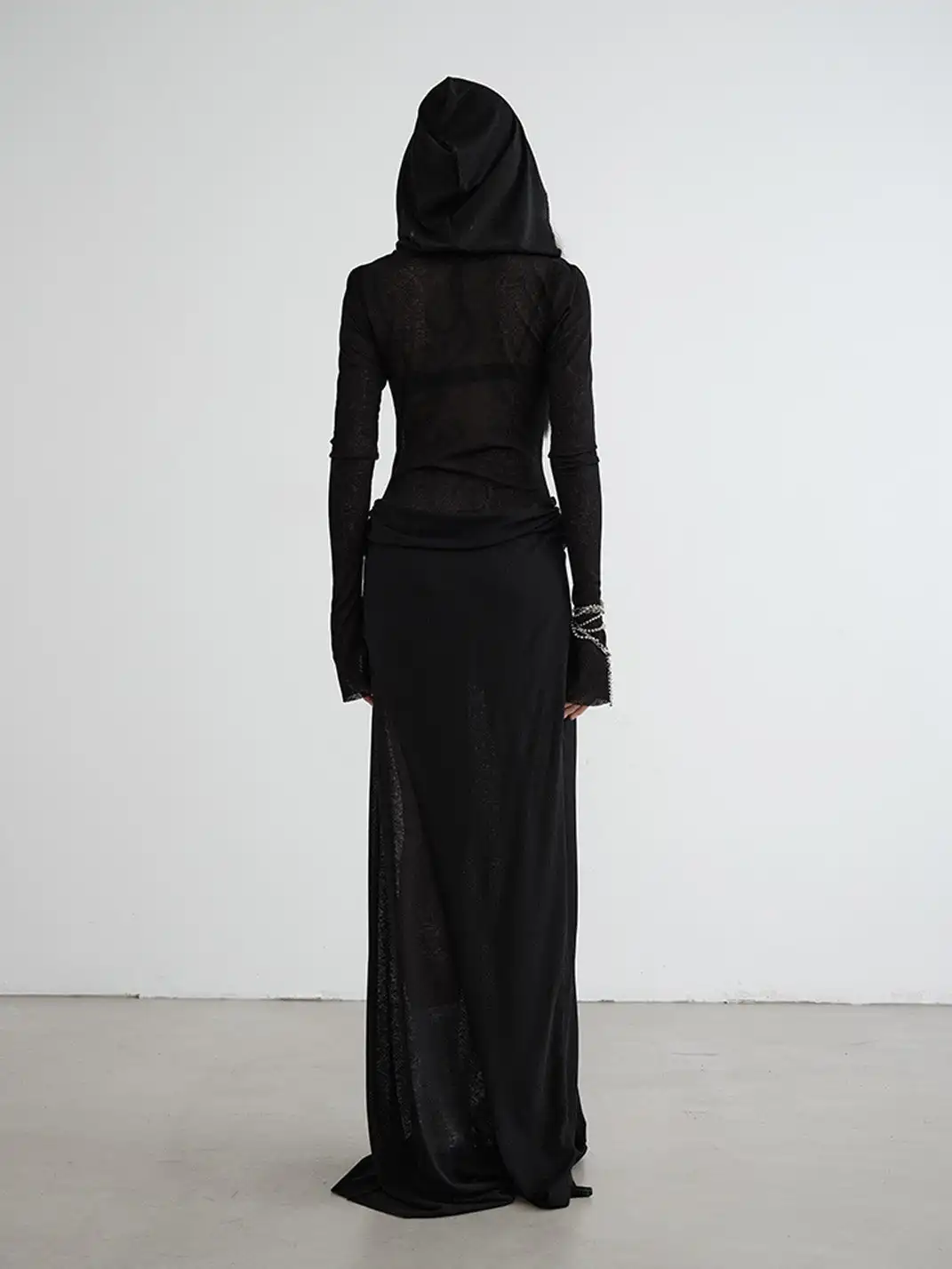 Jnylon Studios | Knitted Faux Two-Piece Hooded Dress