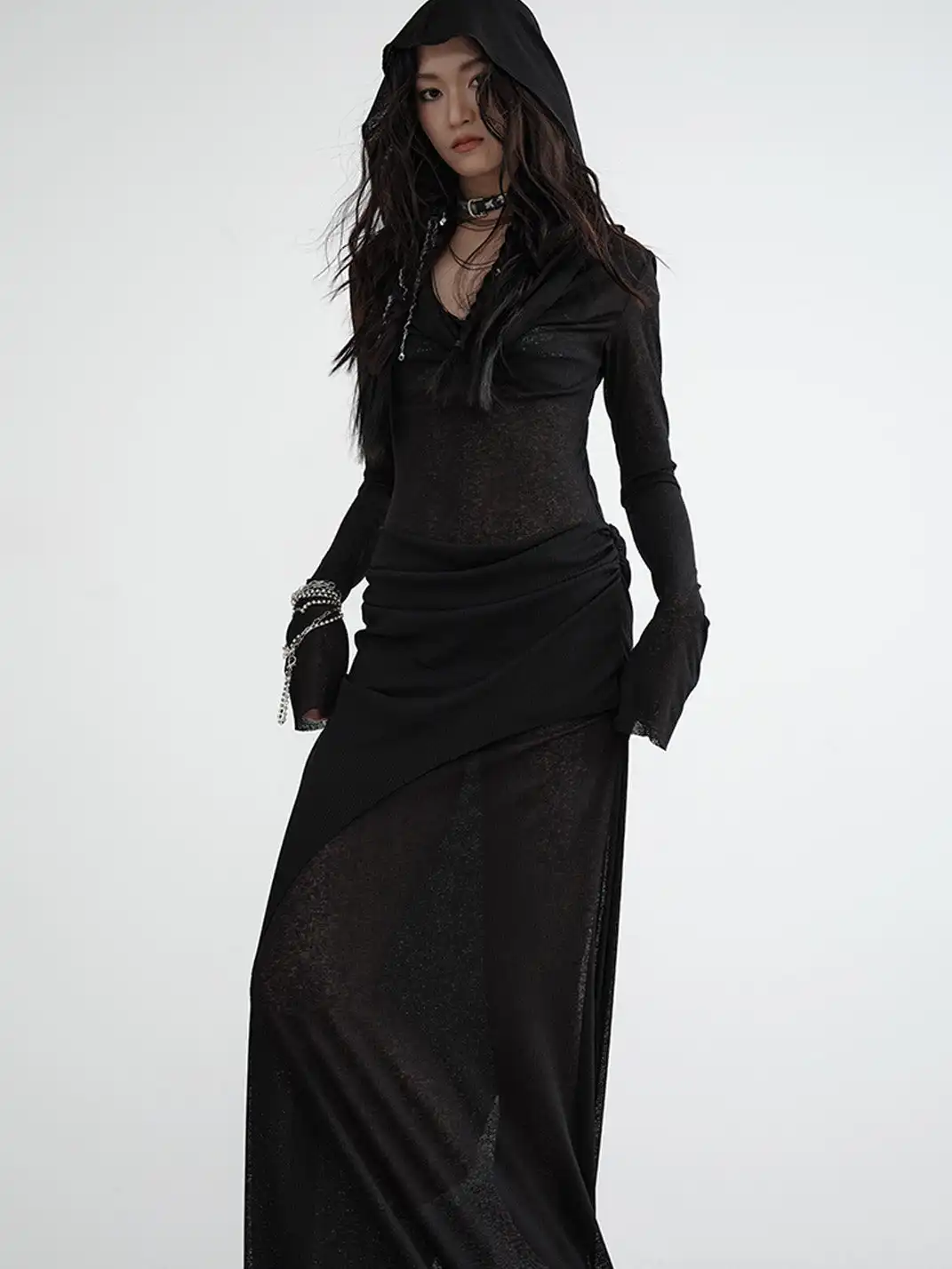 Jnylon Studios | Knitted Faux Two-Piece Hooded Dress