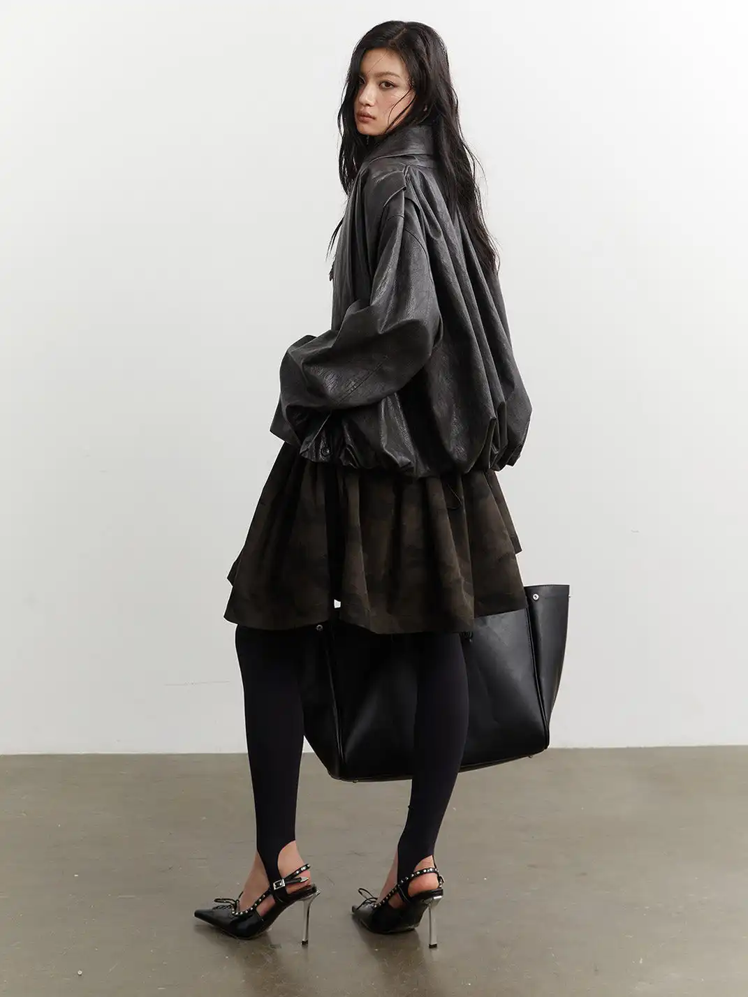 Jnylon Studios | Oversized Faux Leather PU Jacket