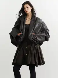 Jnylon Studios | Oversized Faux Leather PU Jacket