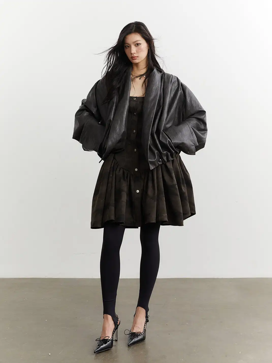 Jnylon Studios | Oversized Faux Leather PU Jacket
