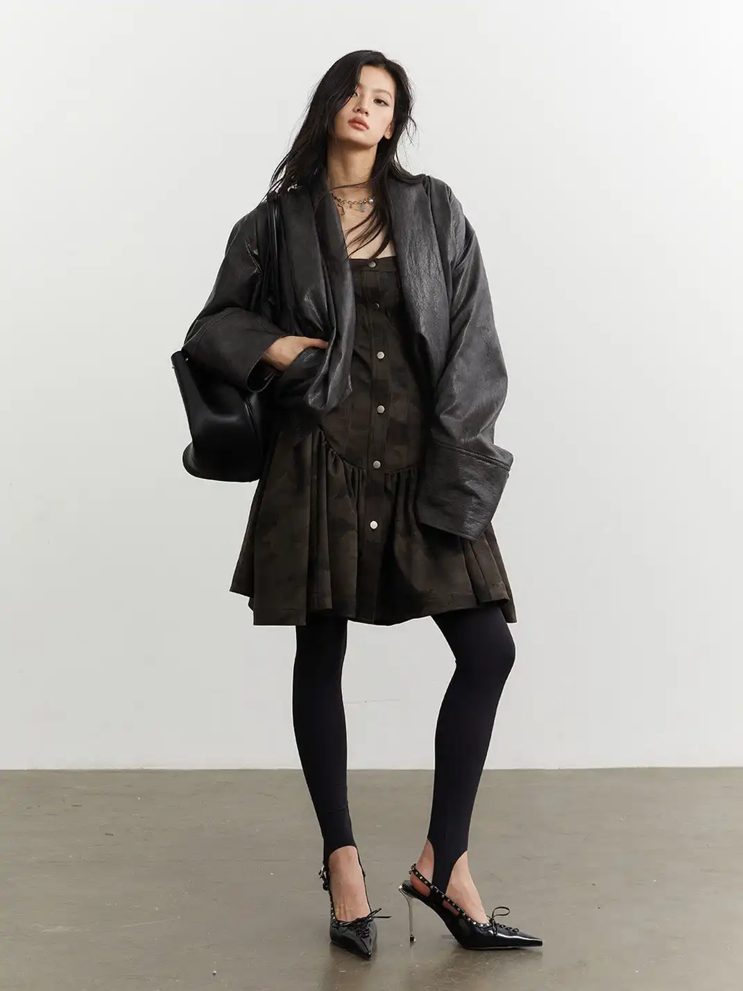 Jnylon Studios | Oversized Faux Leather PU Jacket