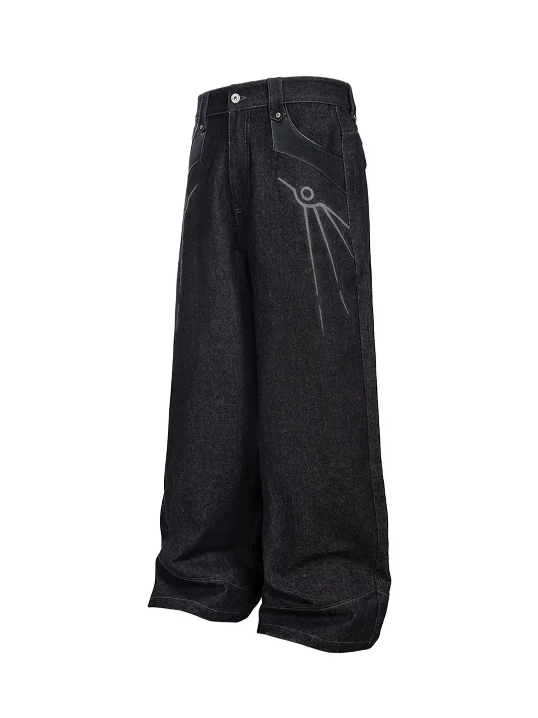 Esaias | Phoenix Graphic Wide-Leg Raw Jeans
