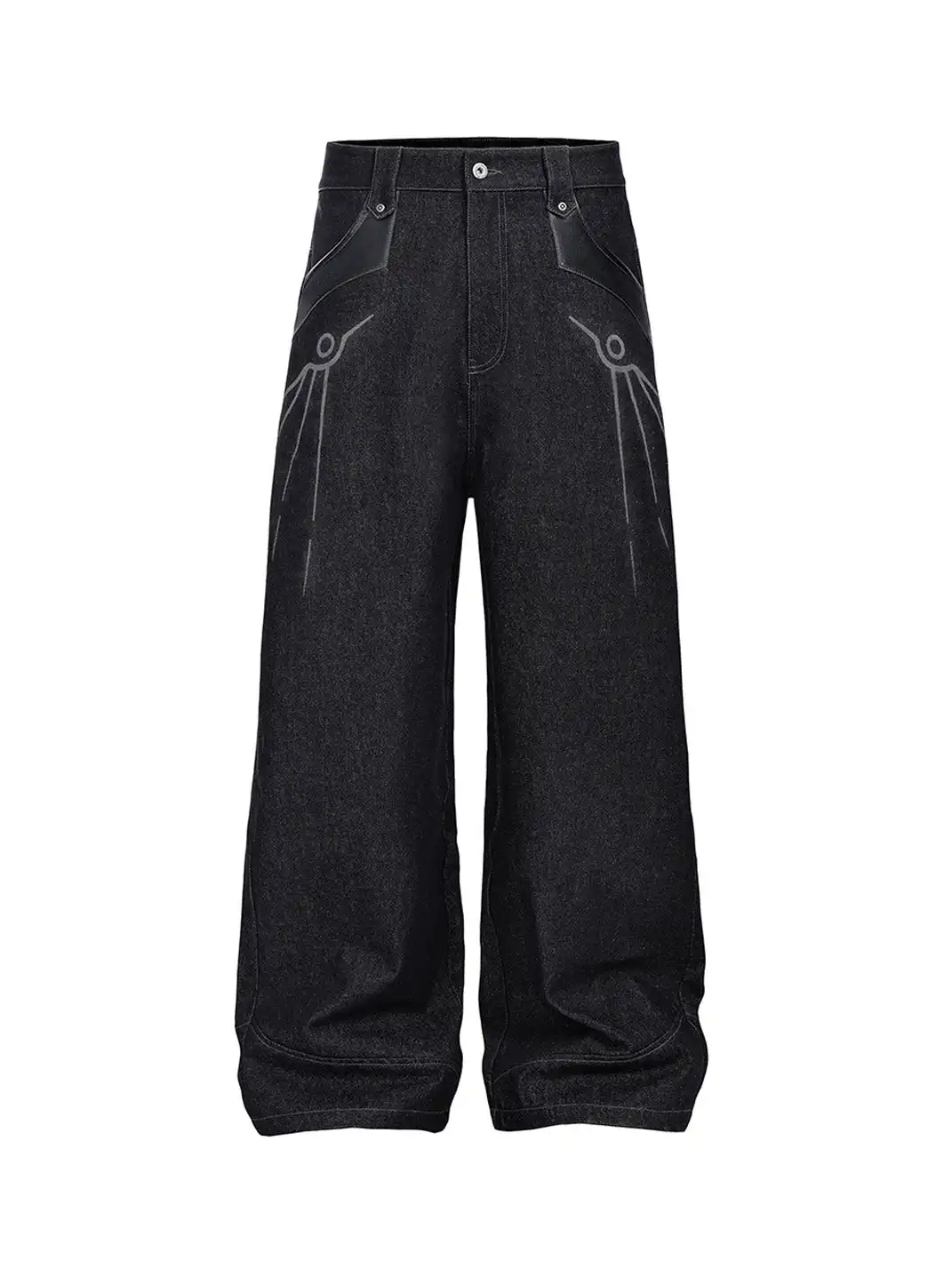 Esaias | Phoenix Graphic Wide-Leg Raw Jeans