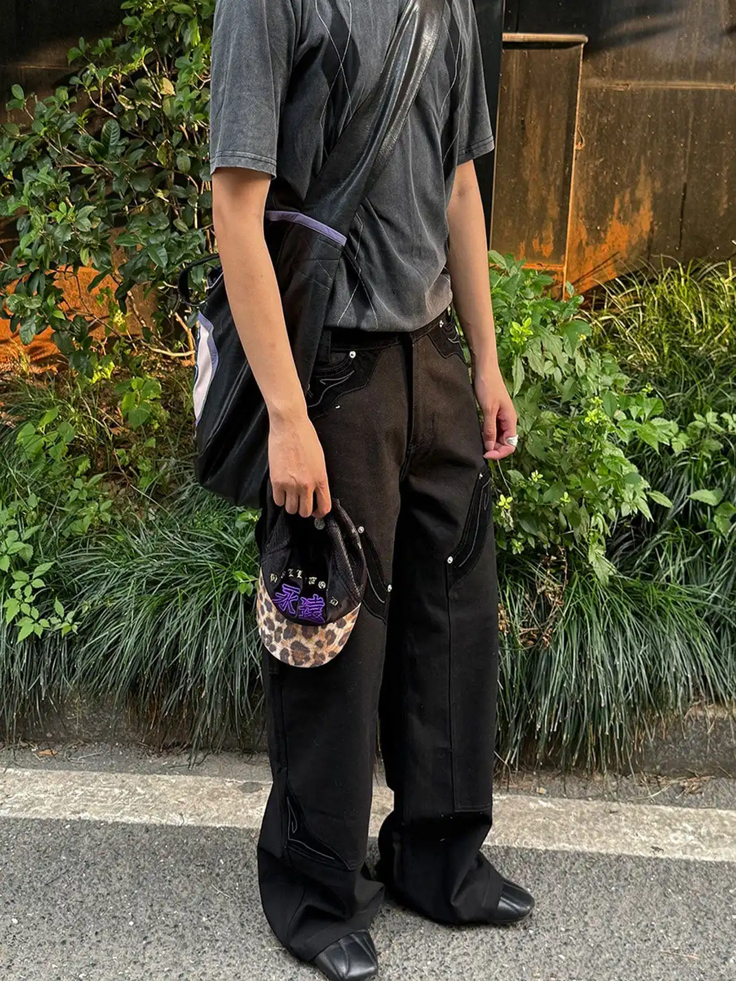 Esaias | Rune Embroidered Velvet Panel Pants