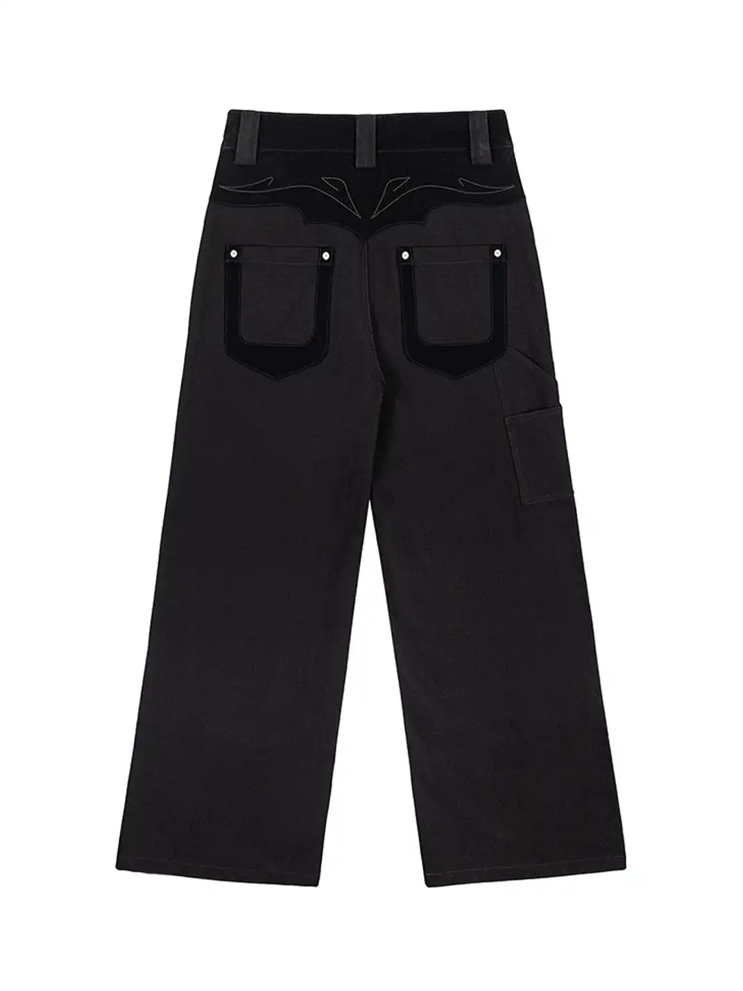 Esaias | Rune Embroidered Velvet Panel Pants