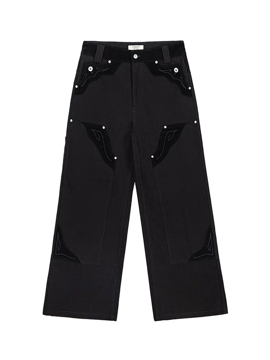 Esaias | Rune Embroidered Velvet Panel Pants