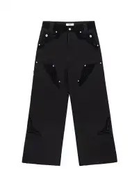 Esaias | Rune Embroidered Velvet Panel Pants