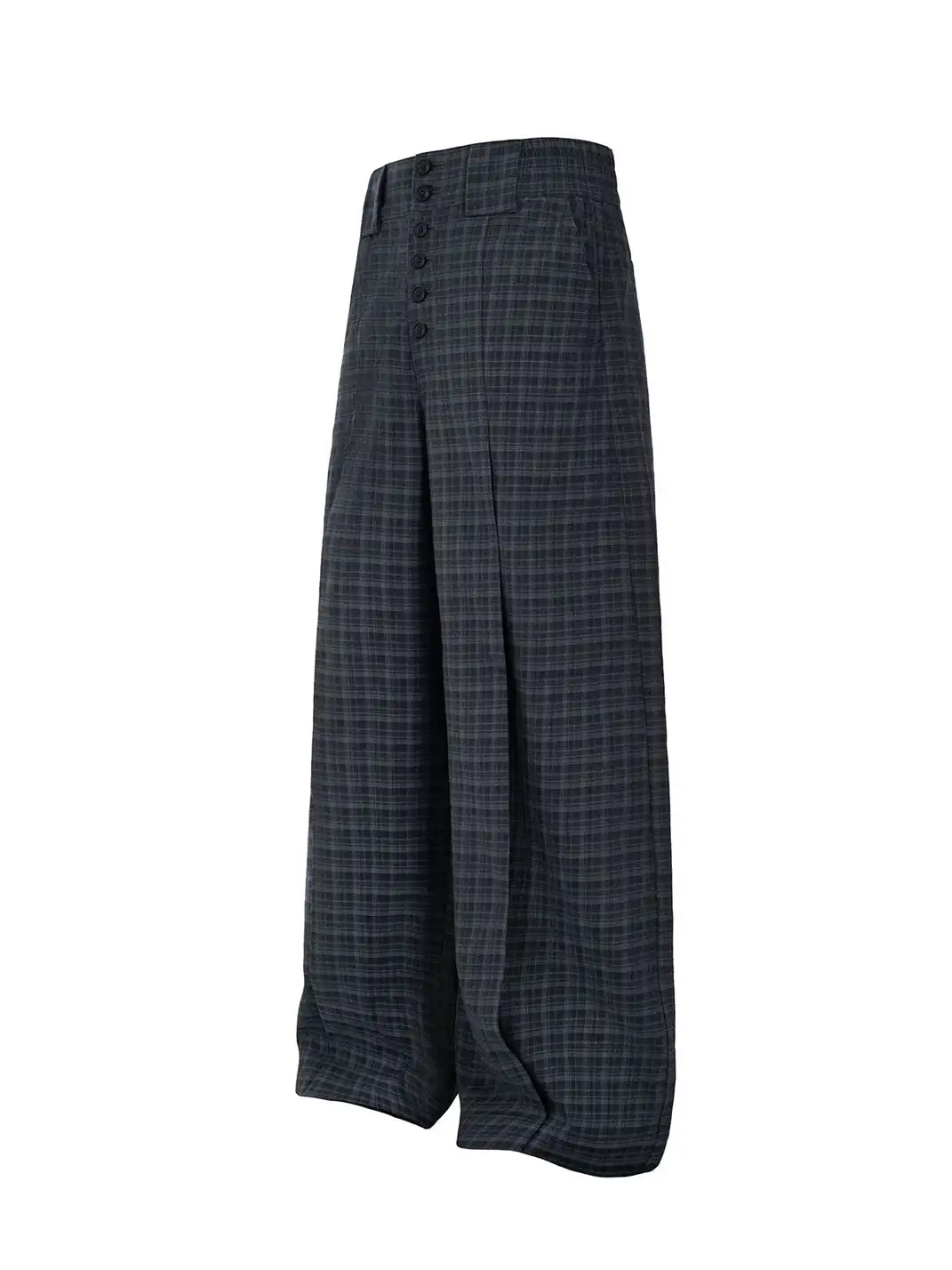 Esaias | Retro Plaid Pleated Wide-Leg Pants