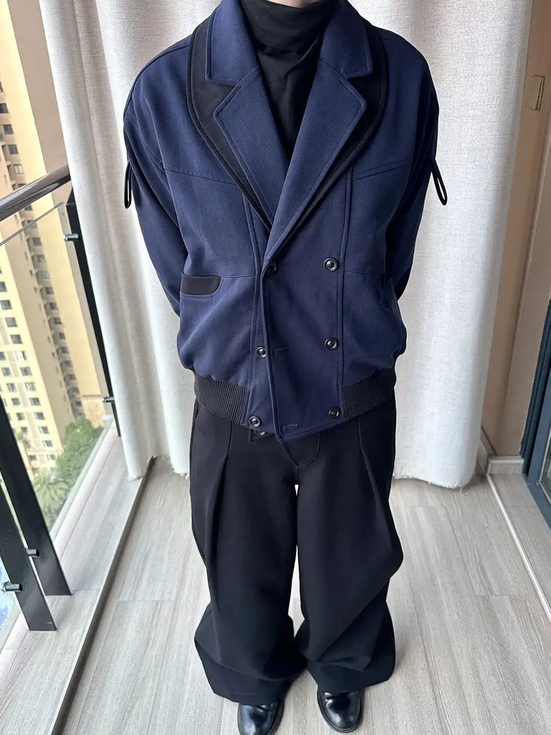 Esaias | Blended Patchwork Notch Collar Buttoned Suit Jacket