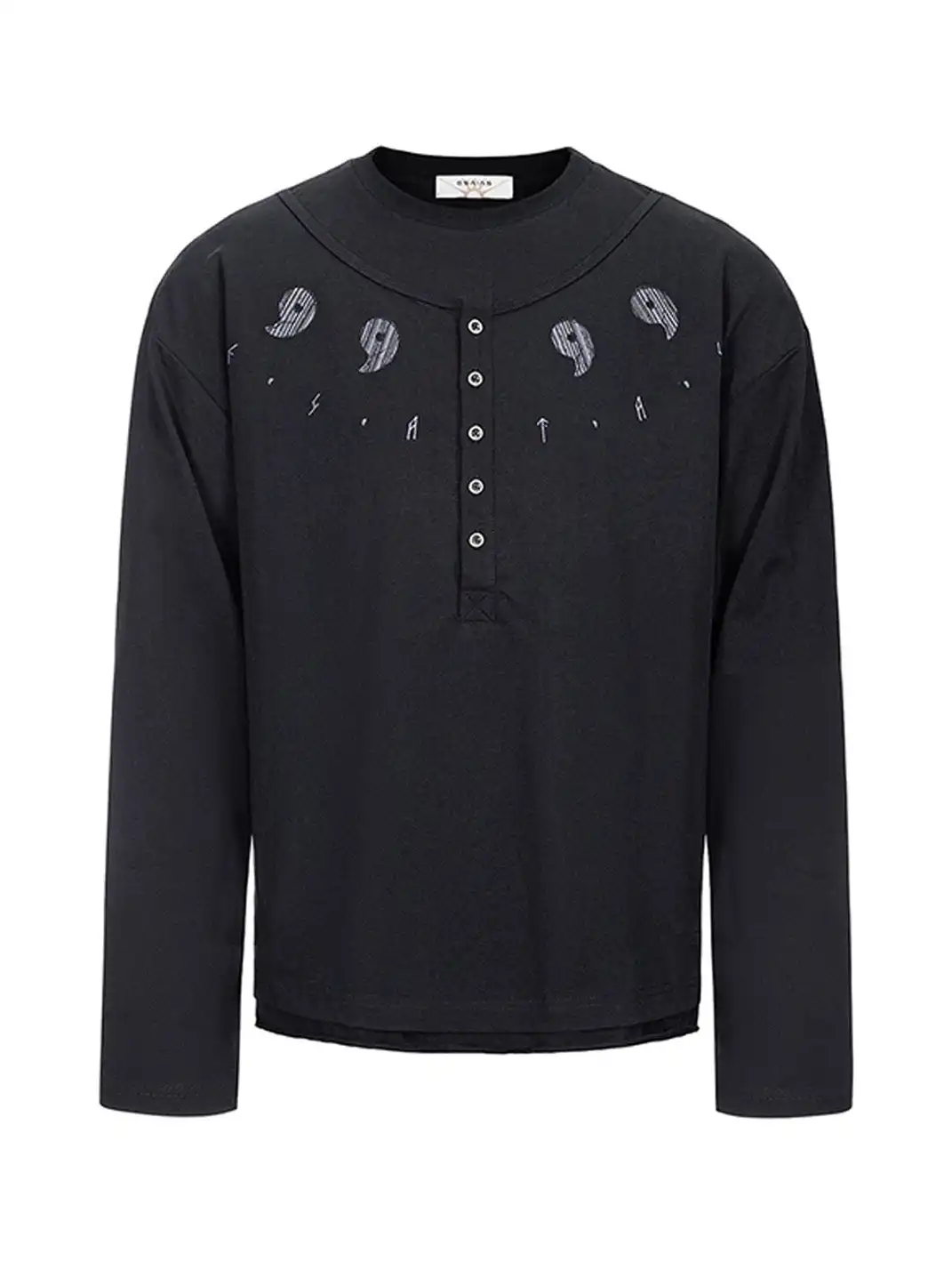 Esaias | Graphic Faux Layer Henley Long-Sleeve Tee