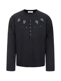Esaias | Graphic Faux Layer Henley Long-Sleeve Tee