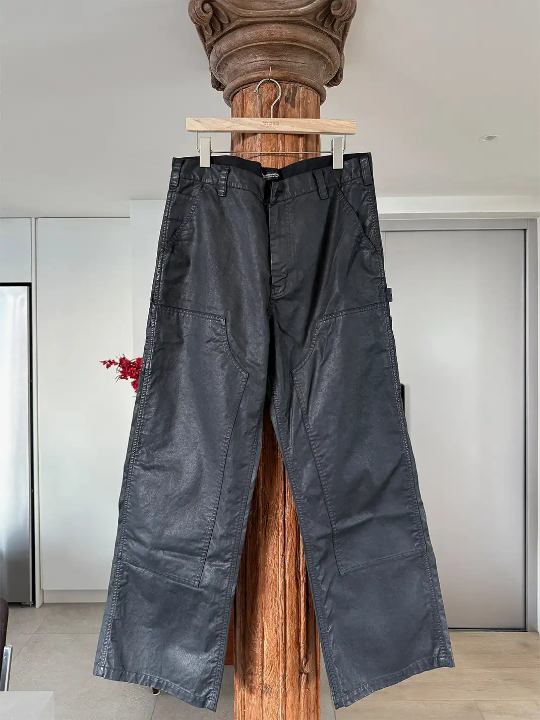 UNKNOWNWORLD | Waxed Double-Knee Straight-Leg Logger Cargo Pants