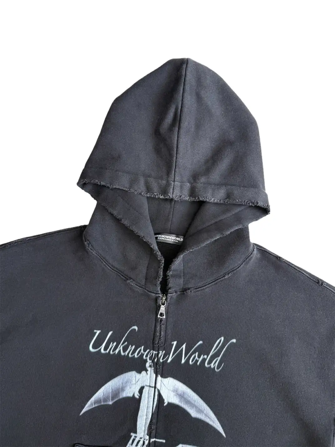 UNKNOWNWORLD | Bat Print Zip-Up Hoodie Sweatshirt