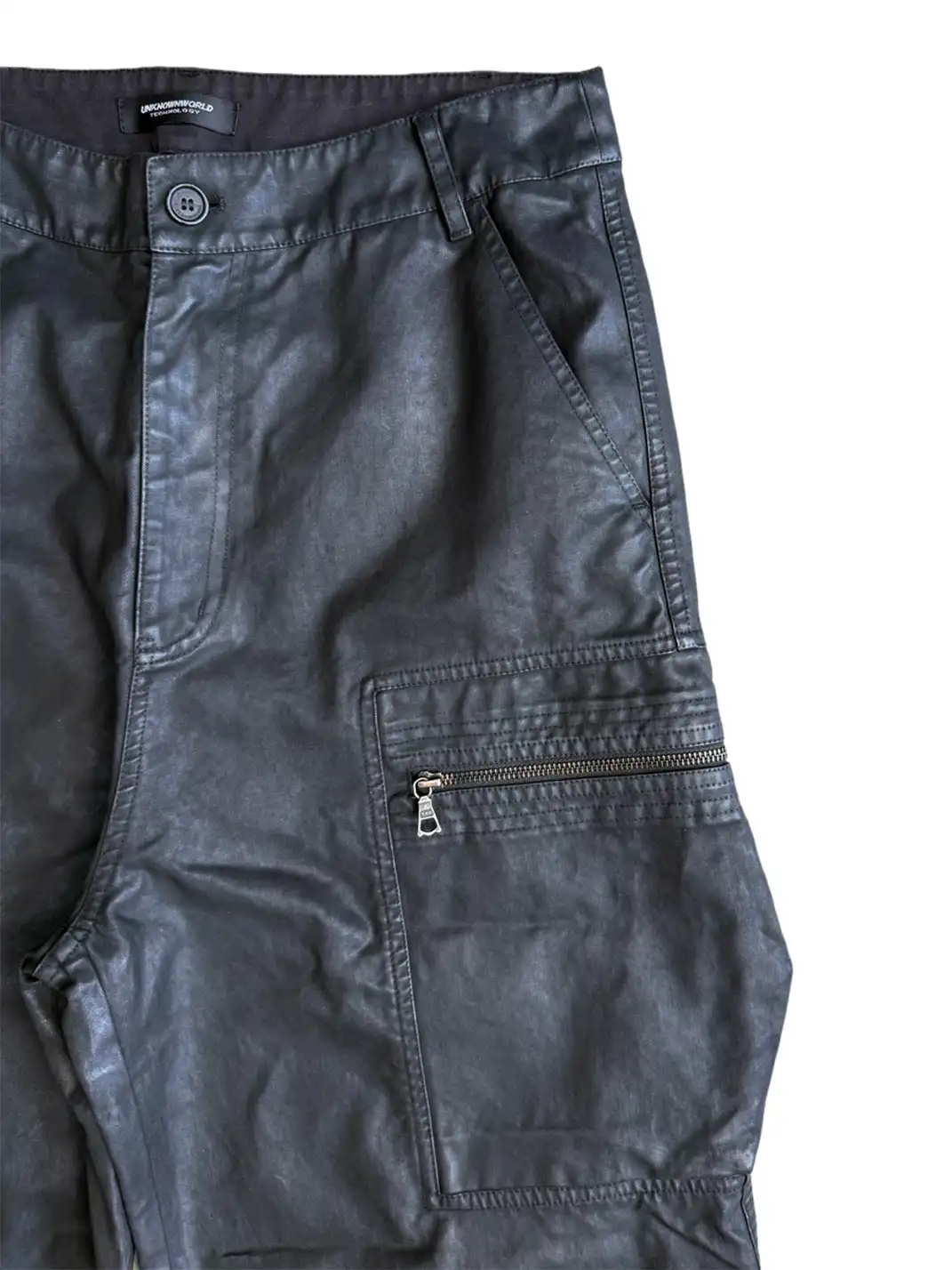 UNKNOWNWORLD | Waxed Zipper Pocket Cargo Pants
