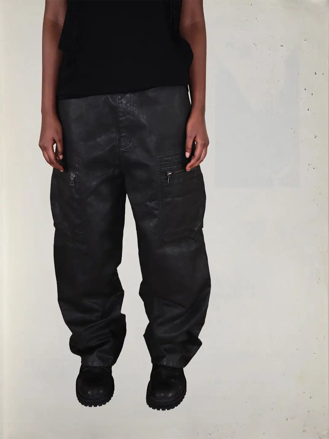 UNKNOWNWORLD | Waxed Zipper Pocket Cargo Pants