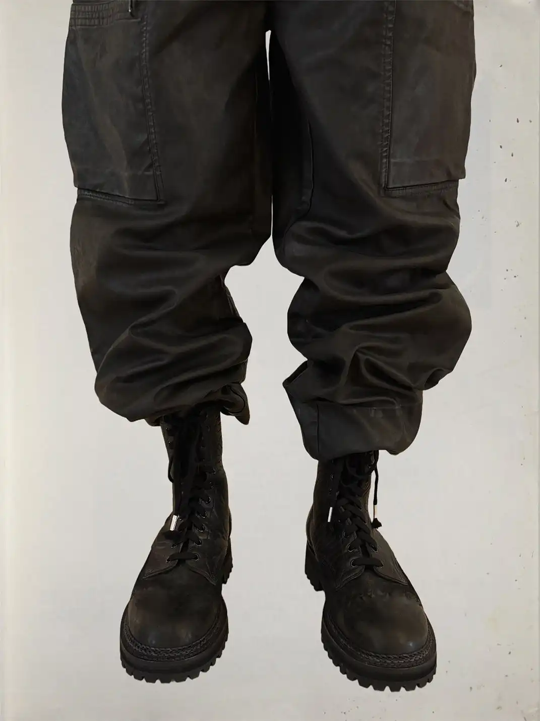 UNKNOWNWORLD | Waxed Zipper Pocket Cargo Pants